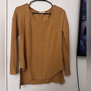 Waffle Knit Mustard Long Sleeve Top